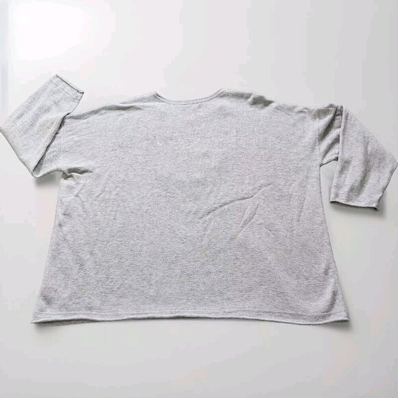 Lisa Todd Sweater Women 2X Gray Roll Neck Cuff Cotton Linen Blend Preppy Boho LS - Picture 16 of 16